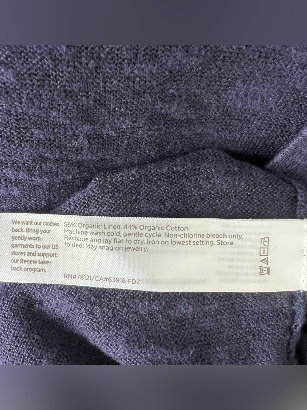 Eileen Fisher Organic Linen Cotton Slub Cardigan Sweater Sz M Navy Blue Pockets - Picture 11 of 12